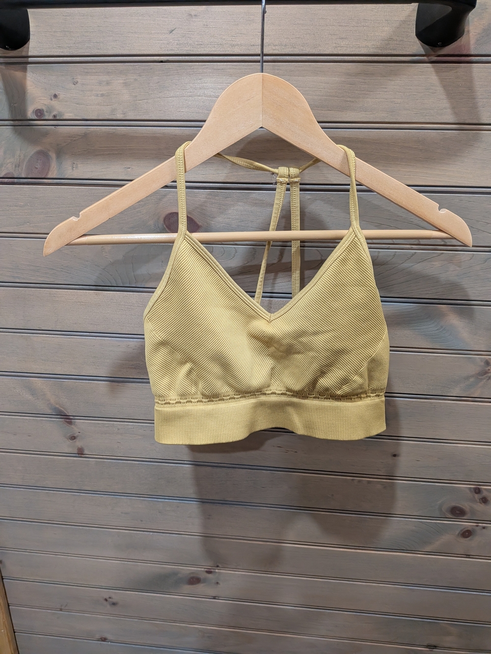 Gymshark Ribbed V-Neck Sports Bra in Light Yellow